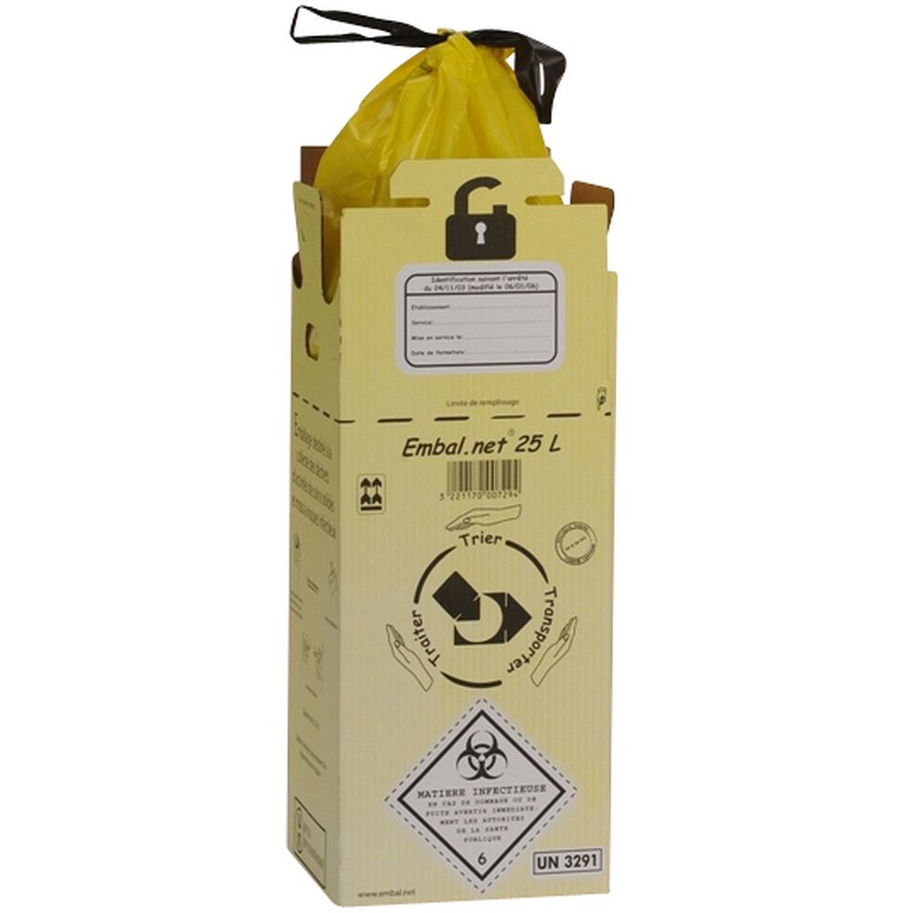 Cartons DASRI déchets d'activités de soins à  risques infectieux 12 litres